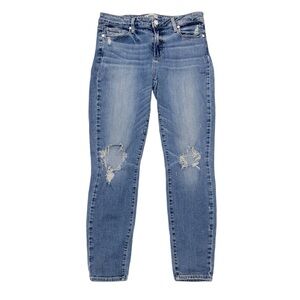 PAIGE straight leg distressed jeans size 31 light wash